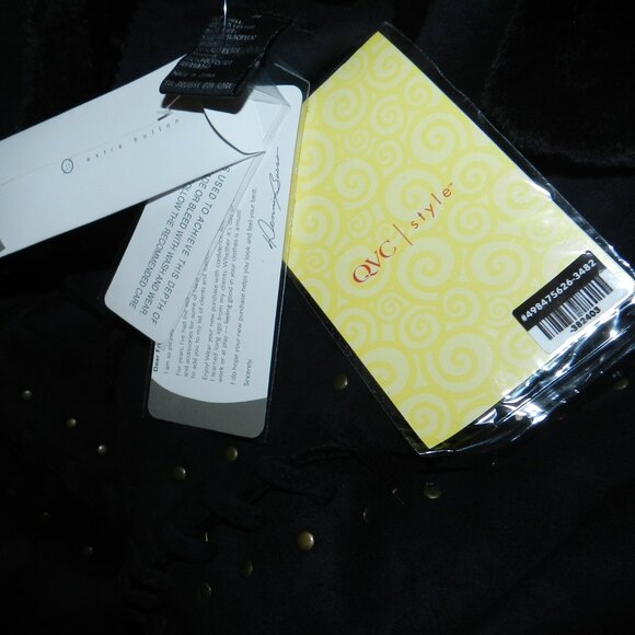 Dennis Basso Black Studded Trench Whip stitch Fur Lined Coat🆕⌚📦🏃💨🚚 - Picture 15 of 16